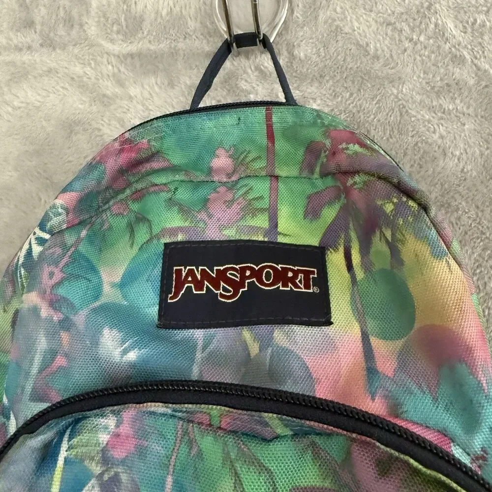 JanSport Half Pint Mini Backpack Palm Tree Tropical Print Adjustable Straps